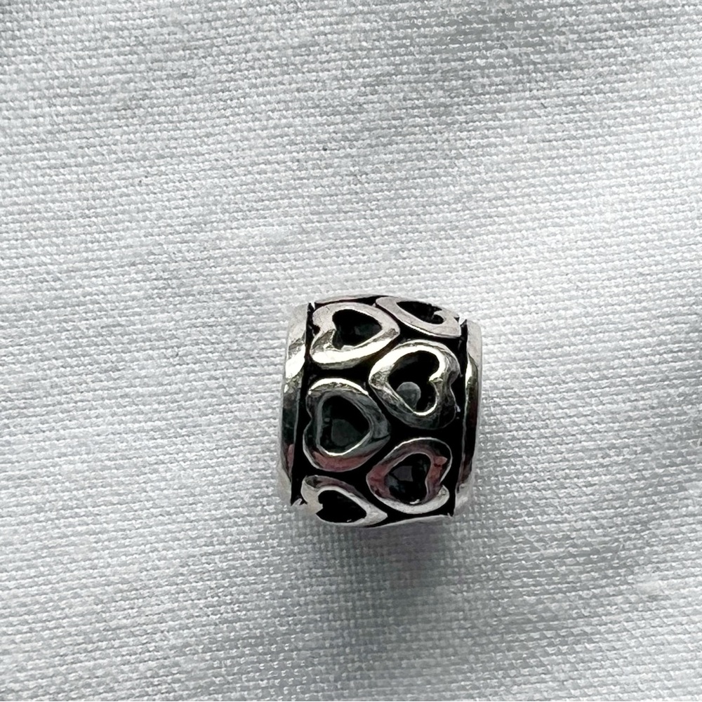 Sterling Silver 925 Cut Out Heart Swirl Charm Bead
